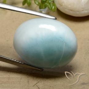 Larimar Verde bluastro chiaro naturale da 18.93 ct, Ovale, Opaco