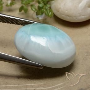 Larimar Verde bluastro chiaro naturale da 18.93 ct, Ovale, Opaco