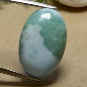 Larimar naturale verde da 16,78 ct, taglio ovale, opaco