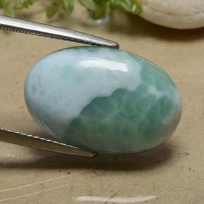 Larimar naturale verde da 16,78 ct, taglio ovale, opaco