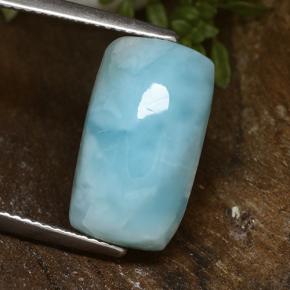 Larimar naturale blu da 8,00 ct, taglio a cuscino, opaco