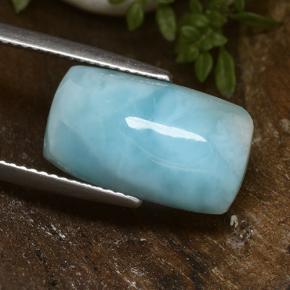 Larimar naturale blu da 8,00 ct, taglio a cuscino, opaco