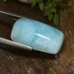 Larimar naturale blu da 8,00 ct, taglio a cuscino, opaco