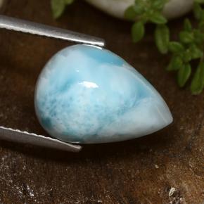 Larimar Verde blu naturale da 6.89 ct, Forma a pera, Opaco