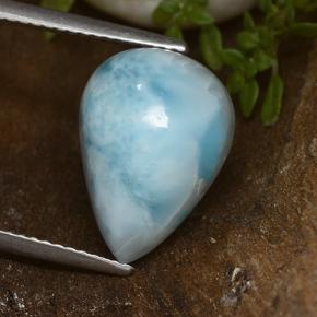 Larimar Verde blu naturale da 6.89 ct, Forma a pera, Opaco