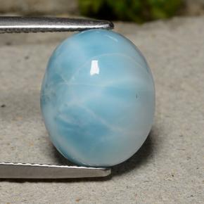 Larimar naturale blu da 8,81 ct, taglio ovale, opaco