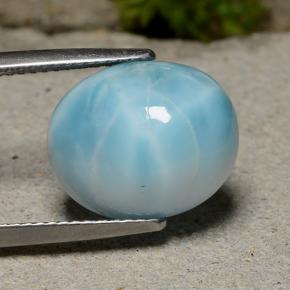 Larimar naturale blu da 8,81 ct, taglio ovale, opaco