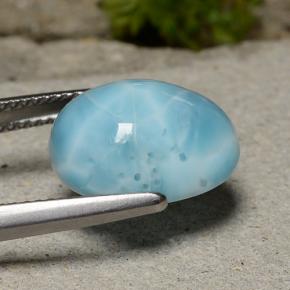 Larimar naturale blu da 8,81 ct, taglio ovale, opaco
