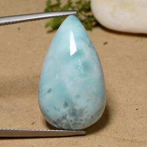 Larimar naturale blu da 22,75 ct, taglio a pera, opaco