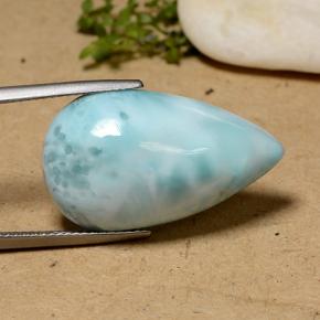 Larimar naturale blu da 22,75 ct, taglio a pera, opaco