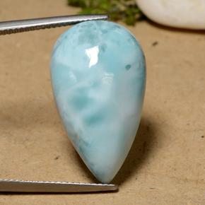 Larimar naturale blu da 22,75 ct, taglio a pera, opaco