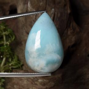Larimar naturale blu da 27,48 ct, taglio a pera, opaco