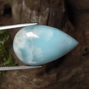 Larimar naturale blu da 27,48 ct, taglio a pera, opaco