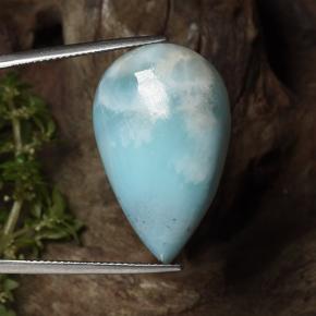 Larimar naturale blu da 27,48 ct, taglio a pera, opaco