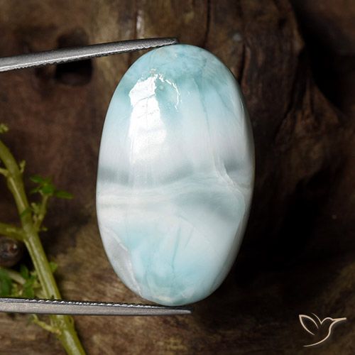 Larimar naturale turchese da 36,48 ct, taglio ovale, opaco