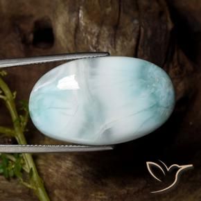 Larimar naturale turchese da 36,48 ct, taglio ovale, opaco