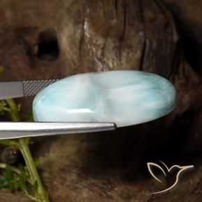 Larimar naturale turchese da 36,48 ct, taglio ovale, opaco