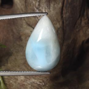 Larimar naturale blu da 13,07 ct, taglio a pera, opaco
