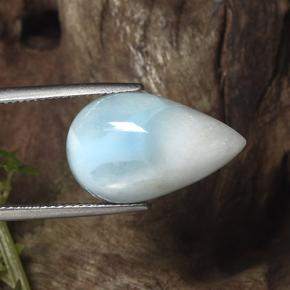 Larimar naturale blu da 13,07 ct, taglio a pera, opaco
