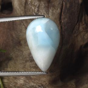 Larimar naturale blu da 13,07 ct, taglio a pera, opaco