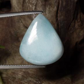 Larimar naturale blu da 19,34 ct, taglio a pera, opaco