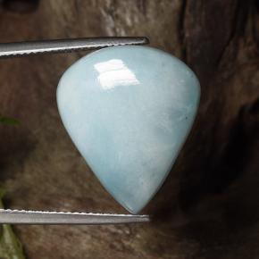 Larimar naturale blu da 19,34 ct, taglio a pera, opaco