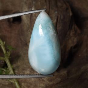 Larimar Verde blu naturale da 31.43 ct, Forma a pera, Opaco