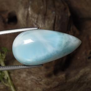 Larimar Verde blu naturale da 31.43 ct, Forma a pera, Opaco