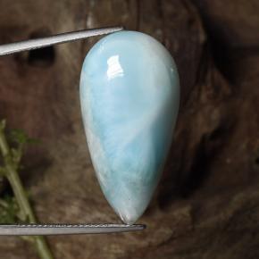 Larimar Verde blu naturale da 31.43 ct, Forma a pera, Opaco