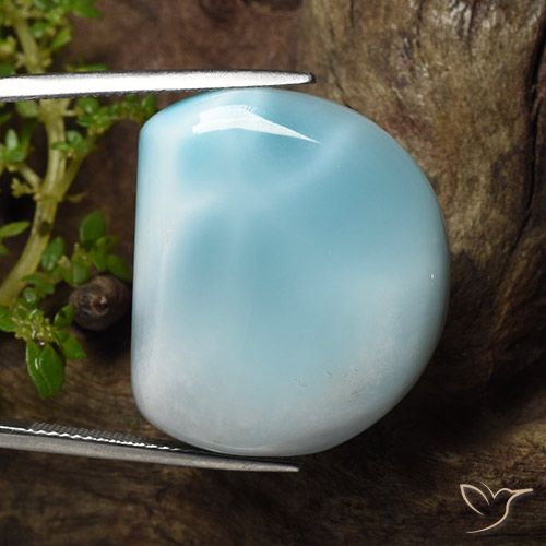 44.58ct Naturale Blu verdastro chiaro Larimar, Taglio a fantasia, Opaco