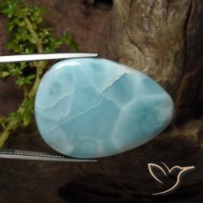 Larimar naturale blu da 43,22 ct, taglio a pera, opaco