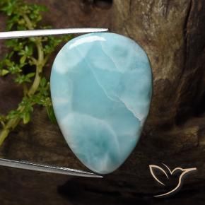 Larimar naturale blu da 43,22 ct, taglio a pera, opaco