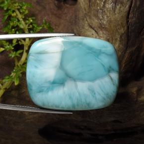 Larimar naturale blu da 60,78 ct, taglio a cuscino, opaco