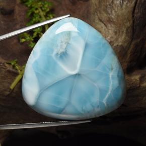 Larimar Blu verdastro chiaro naturale da 102.85 ct, Taglio trillion, Opaco