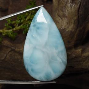 Larimar Azzurro cielo chiaro naturale da 84.80 ct, Forma a pera, Opaco