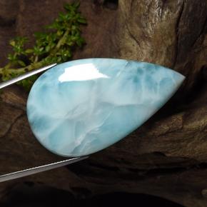 Larimar Azzurro cielo chiaro naturale da 84.80 ct, Forma a pera, Opaco