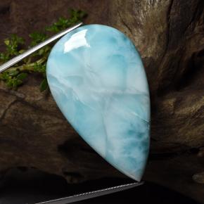 Larimar Azzurro cielo chiaro naturale da 84.80 ct, Forma a pera, Opaco
