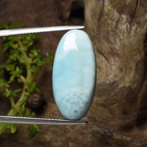 Larimar naturale blu da 15,43 ct, taglio ovale, opaco