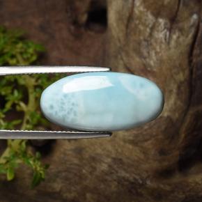 Larimar naturale blu da 15,43 ct, taglio ovale, opaco