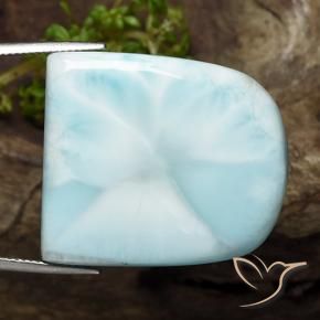 Larimar Blu verdastro chiaro naturale da 50.61 ct, Taglio a fantasia, Opaco
