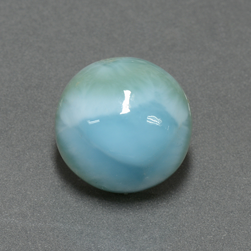 Larimar naturale blu da 6,90 ct, taglio rotondo, opaco