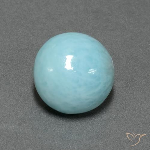Larimar Blu verdastro chiaro naturale da 5.96 ct, Rotondo, Opaco