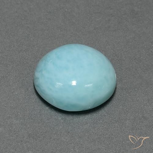 Larimar Blu verdastro chiaro naturale da 5.96 ct, Rotondo, Opaco