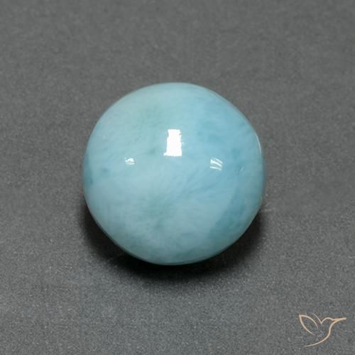 Larimar Azzurro naturale da 6.79 ct, Rotondo, Opaco