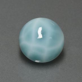 Larimar Blu verdastro chiaro naturale da 6.91 ct, Taglio rotondo, Opaco