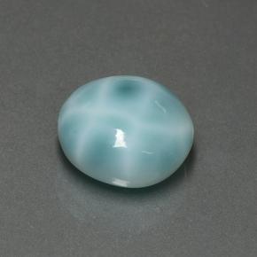 Larimar Blu verdastro chiaro naturale da 6.91 ct, Taglio rotondo, Opaco