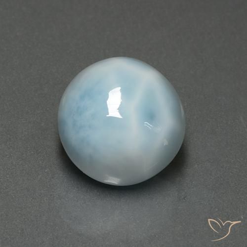 Larimar Azzurro naturale da 5.43 ct, Rotondo, Opaco