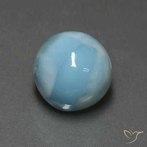 Larimar Azzurro naturale da 7.09 ct, Rotondo, Opaco