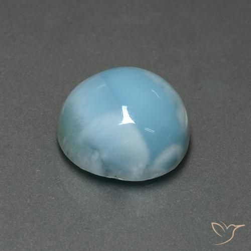 Larimar Azzurro naturale da 7.09 ct, Rotondo, Opaco