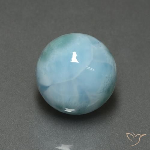 Larimar naturale blu da 7,32 ct, taglio rotondo, opaco
